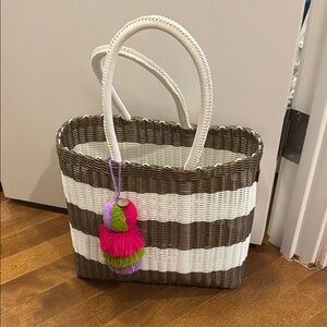 Striped Brown and White Tote Bag